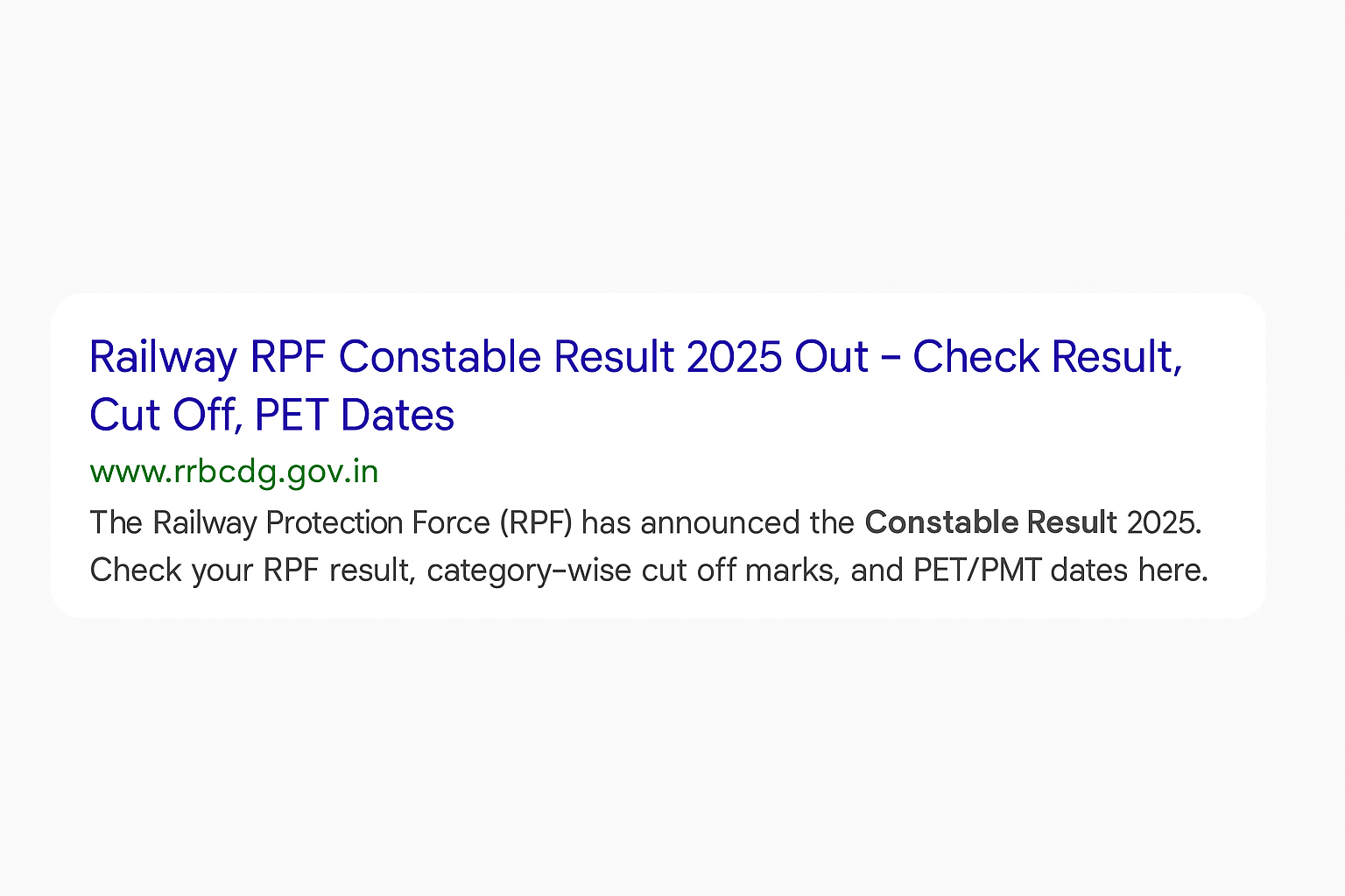 RPF Constable Result 2025